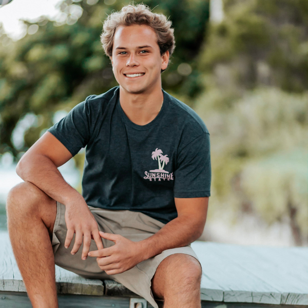 TWO PALMS TEE - DARK GREY HEATHER - Sunshine State® Goods