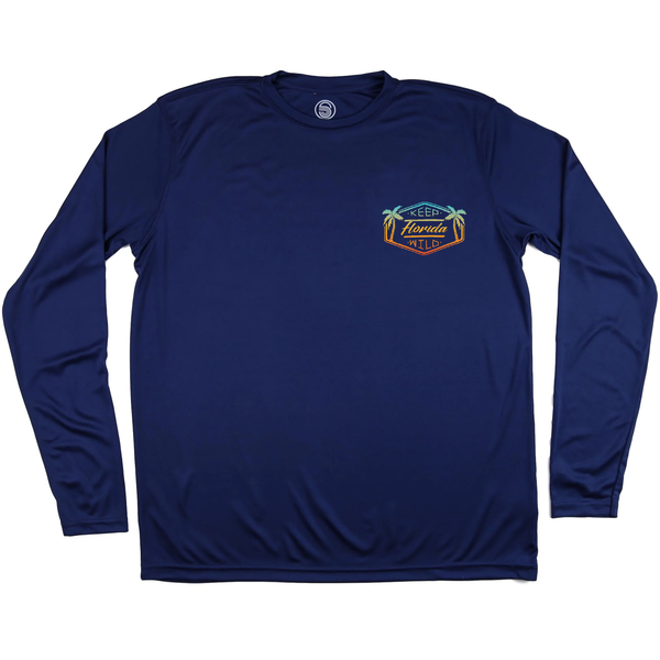 KEEP FLORIDA WILD MENS SOLAR PERFORMANCE SHIRT - NAVY - Sunshine State® Goods