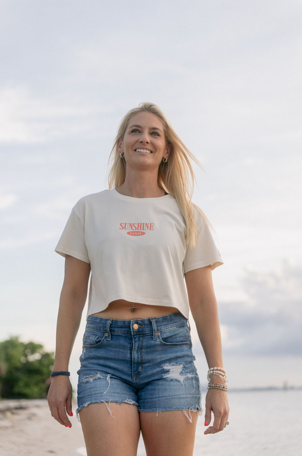 Sunshine State Pier Ladies Crop Tee