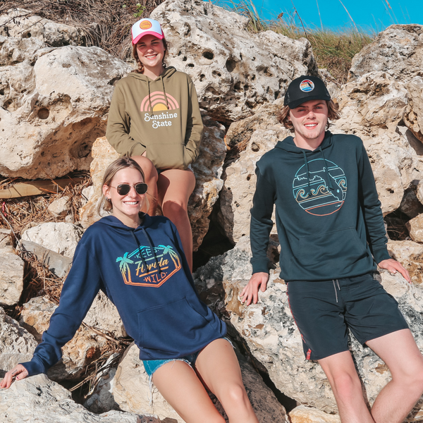 KEEP FL WILD UNISEX PIMA HOODIE - NAVY - Sunshine State®