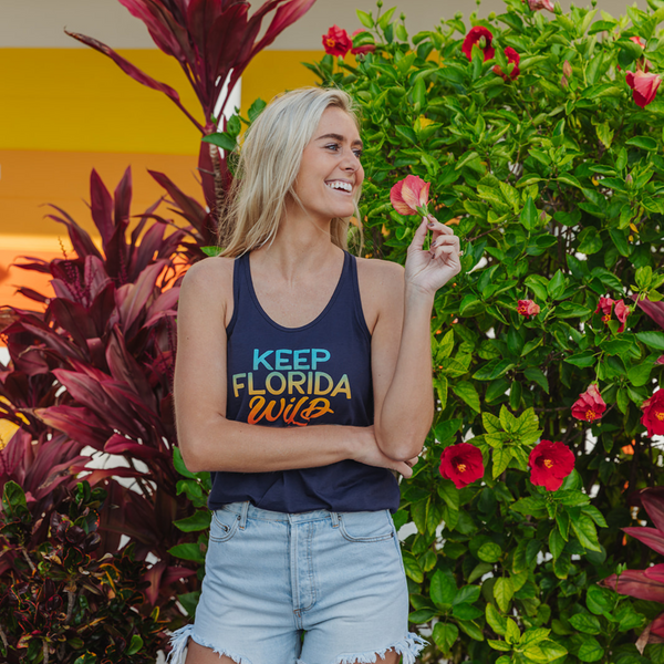 KEEP FL WILD FLOWY TANK - NAVY - Sunshine State®