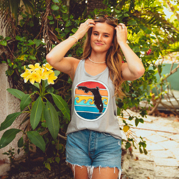 FL SUNSET FLOWY TANK - GREY - Sunshine State®