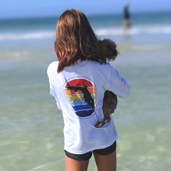 FLORIDA SUNSET YOUTH SOLAR SHIRT - WHITE - Sunshine State®