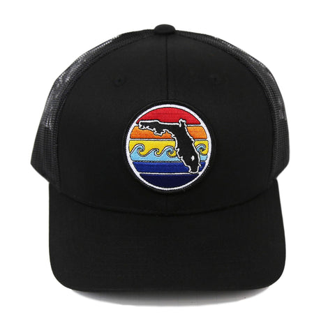 FLEXFIT FLORIDA SUNSET TRUCKER HAT - ALL BLACK - Sunshine State®