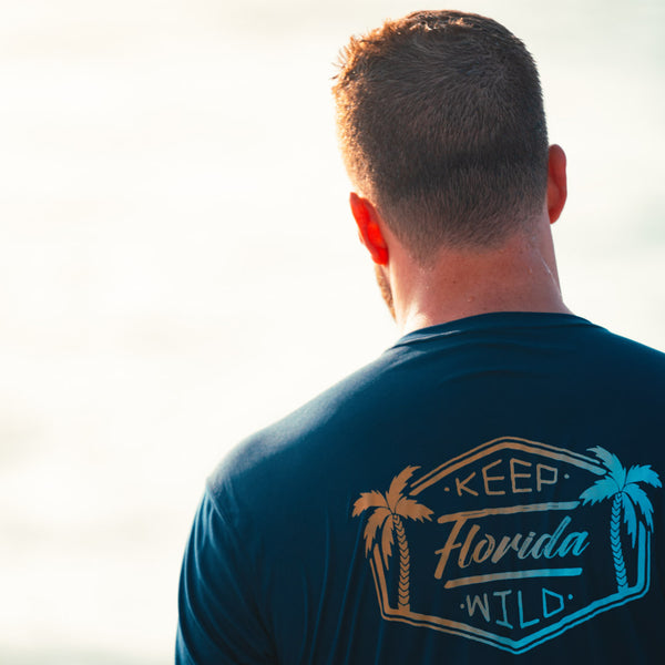 KEEP FLORIDA WILD MENS SOLAR PERFORMANCE SHIRT - NAVY - Sunshine State®