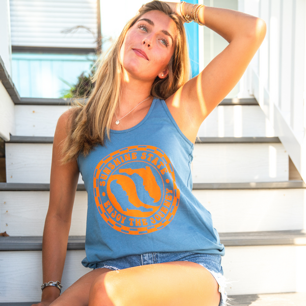 YIN YANG FLORIDA FLOWY TANK - CAPTAIN'S BLUE - Sunshine State®