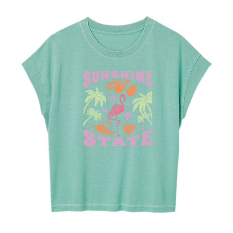 ALL THINGS FLORIDA RETRO CUT TEE  -  VINTAGE TEAL