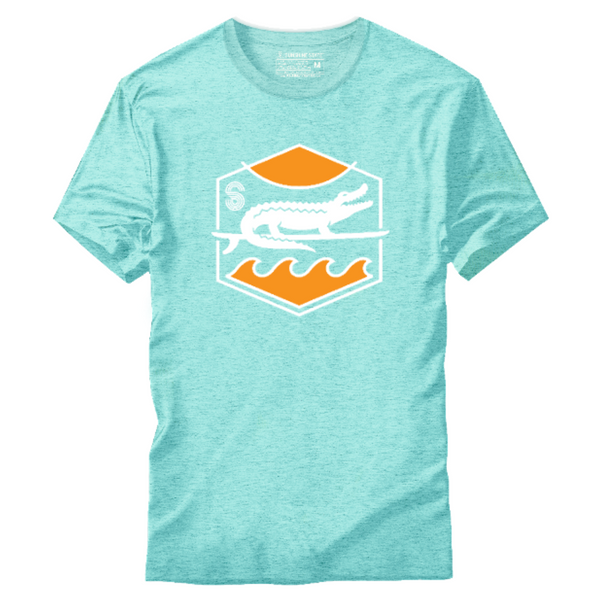 SURF GATOR SUNSET TEE - BOCA BLUE - Sunshine State® Goods