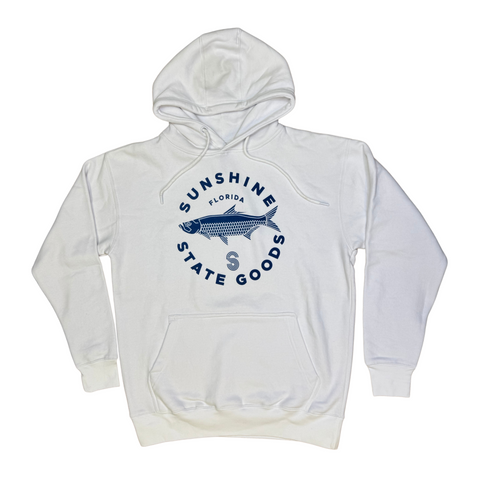 TARPON UNISEX FLEECE HOODIE - WHITE