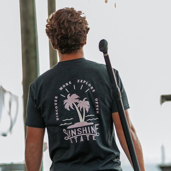 TWO PALMS TEE - DARK GREY HEATHER - Sunshine State® Goods