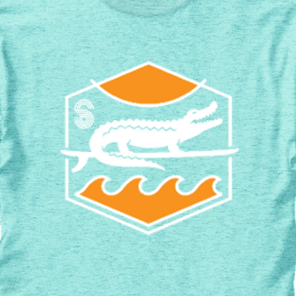 SURF GATOR SUNSET TEE - BOCA BLUE - Sunshine State® Goods