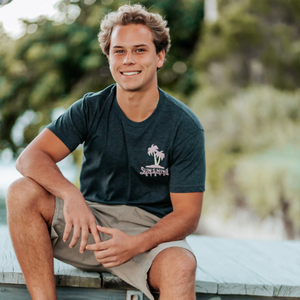 TWO PALMS TEE - DARK GREY HEATHER - Sunshine State® Goods