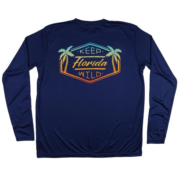 KEEP FLORIDA WILD MENS SOLAR PERFORMANCE SHIRT - NAVY - Sunshine State® Goods