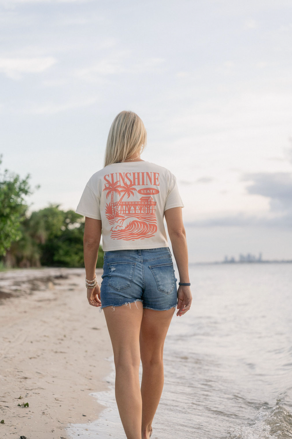 Sunshine State Pier Ladies Crop Tee