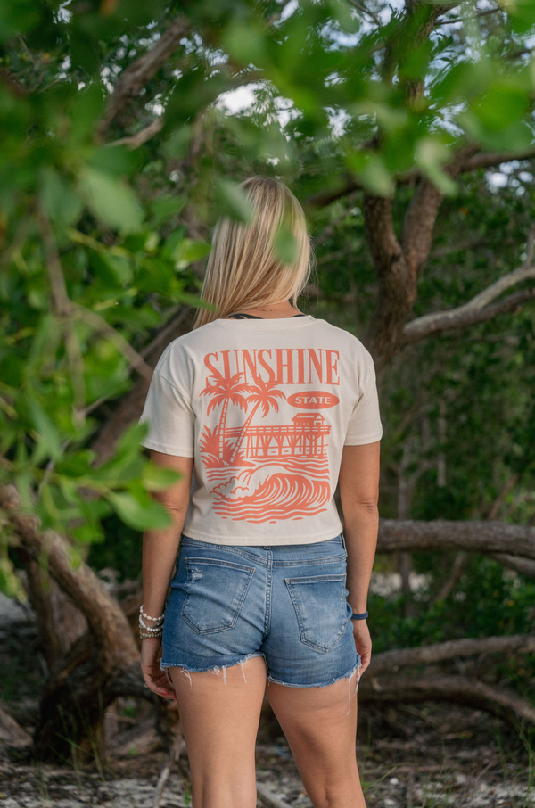 Sunshine State Pier Ladies Crop Tee