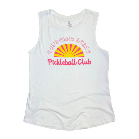 PICKLEBALL CLUB MUSCLE TANK - WHITE - Sunshine State® Goods