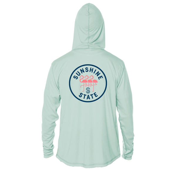TRES FLAMINGOS UNISEX SOLAR HOODIE - SEA FOAM - Sunshine State® Goods