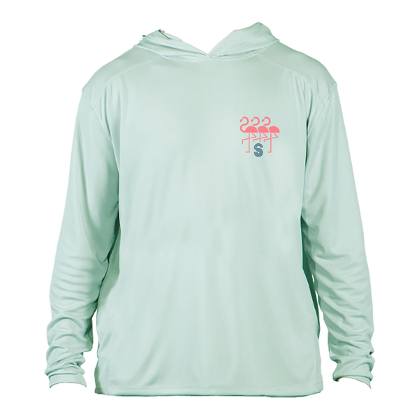 TRES FLAMINGOS UNISEX SOLAR HOODIE - SEA FOAM - Sunshine State® Goods