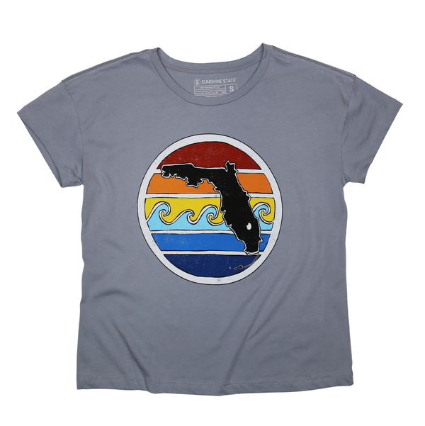 FL SUNSET RELAXED FIT TEE - GREY - Sunshine State®