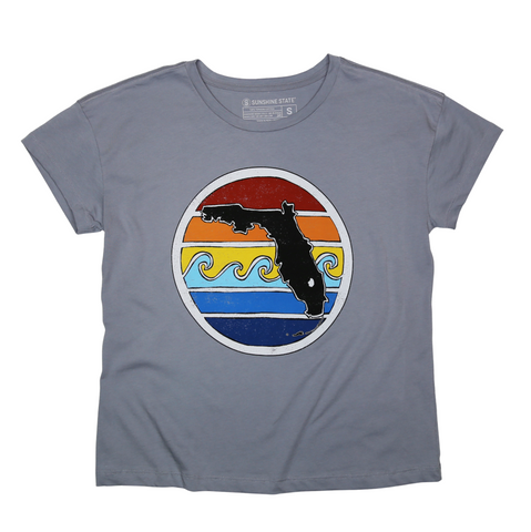 FL SUNSET RELAXED FIT TEE - GREY - Sunshine State® Goods