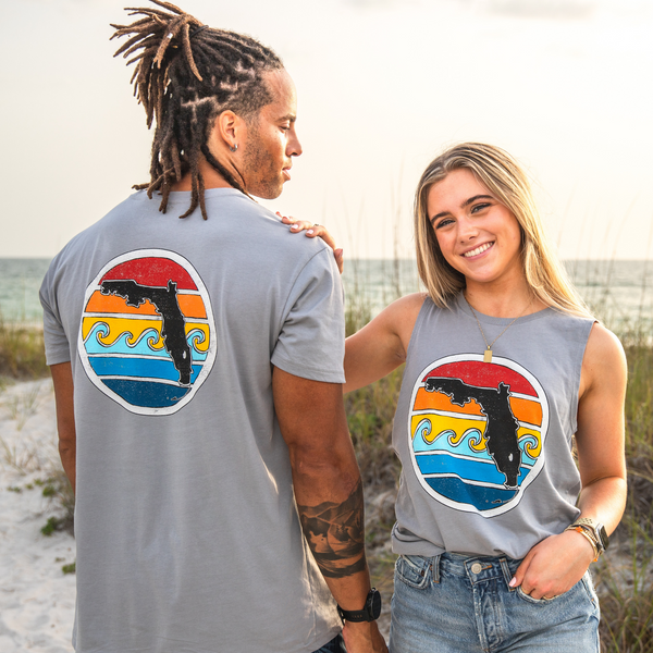 FL SUNSET MUSCLE TANK - GREY - Sunshine State®