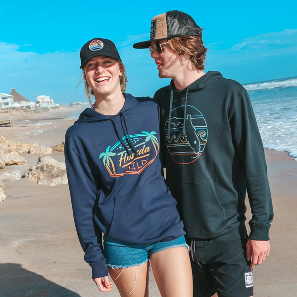 KEEP FL WILD UNISEX PIMA HOODIE - NAVY - Sunshine State®