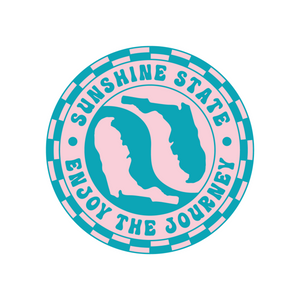 TEAL AND PINK FLORIDA YIN-YANG ROUND STICKER - Sunshine State®