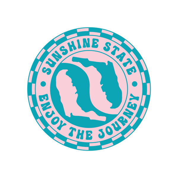 TEAL AND PINK FLORIDA YIN-YANG ROUND STICKER - Sunshine State®