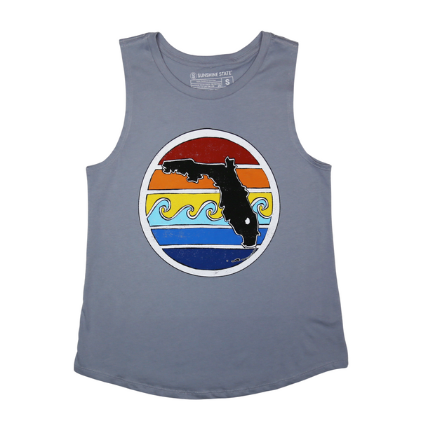 FL SUNSET MUSCLE TANK - GREY - Sunshine State®