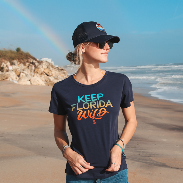 KEEP FL WILD RELAXED FIT TEE - NAVY - Sunshine State®