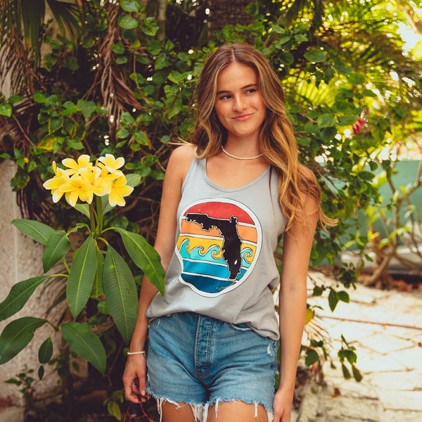 FL SUNSET FLOWY TANK - GREY - Sunshine State®