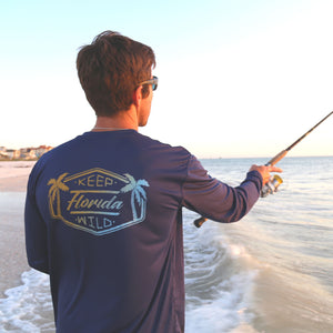 KEEP FLORIDA WILD MENS SOLAR PERFORMANCE SHIRT - NAVY - Sunshine State®