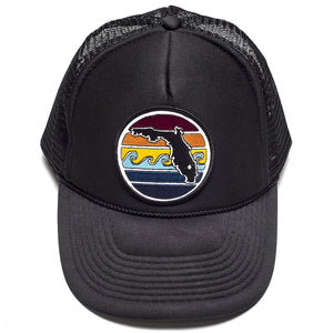 FLORIDA SUNSET FOAM TRUCKER - ALL BLACK - Sunshine State®