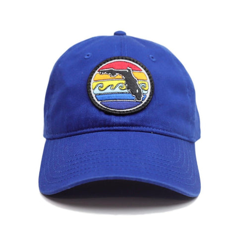 YOUTH FLORIDA SUNSET UNSTRUCTURED HAT - ROYAL - Sunshine State® Goods