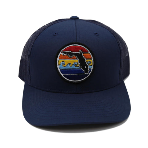 FLORIDA SUNSET TRUCKER HAT - ALL NAVY - Sunshine State® Goods
