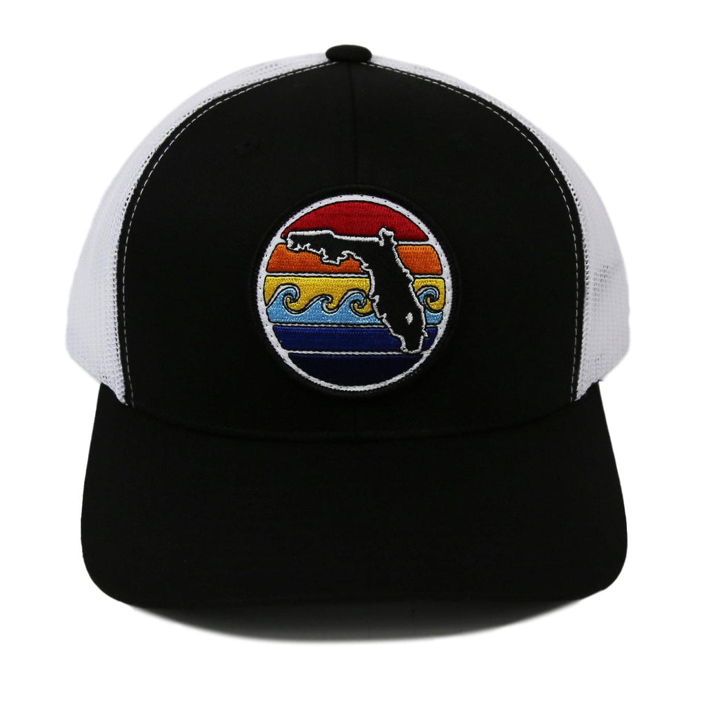 FLEXFIT FLORIDA SUNSET TRUCKER HAT - BLACK - Sunshine State® Goods
