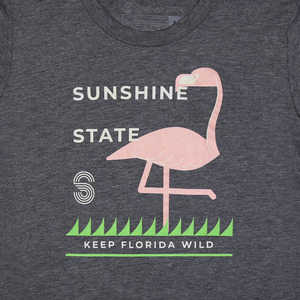 PINK FLAMINGO YOUTH SHORT SLEEVE TEE - HEATHER GREY - Sunshine State®