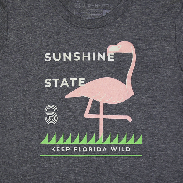 PINK FLAMINGO YOUTH SHORT SLEEVE TEE - HEATHER GREY - Sunshine State®