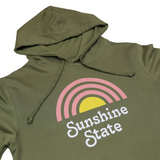 RAINBOW UNISEX PIMA HOODIE - MARTINI OLIVE - Sunshine State® Goods