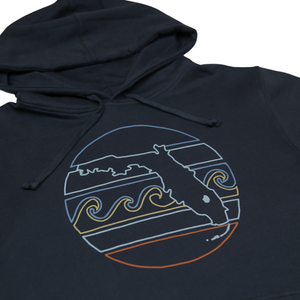 RETRO SUNSET OUTLINE UNISEX PIMA HOODIE - BLACK - Sunshine State®