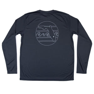 RETRO SUNSET OUTLINE MENS SOLAR PERFORMANCE SHIRT- METAL - Sunshine State®