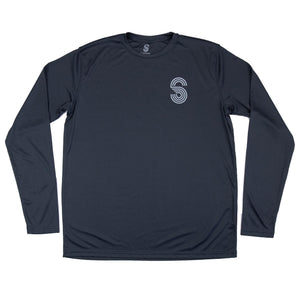 RETRO SUNSET OUTLINE MENS SOLAR PERFORMANCE SHIRT- METAL - Sunshine State®