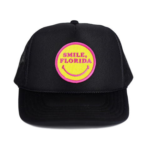 SMILE FLORIDA FOAM TRUCKER - BLACK - Sunshine State® Goods